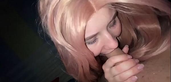  Cute student deepthroat and hard fuck until she gets pussy creampie after college - POV